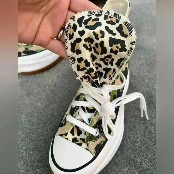 NEW CONVERSE Run Star Hike Chuck Taylor All Stat CUTE Camo & Leppard/cheetah - Picture 4 of 16